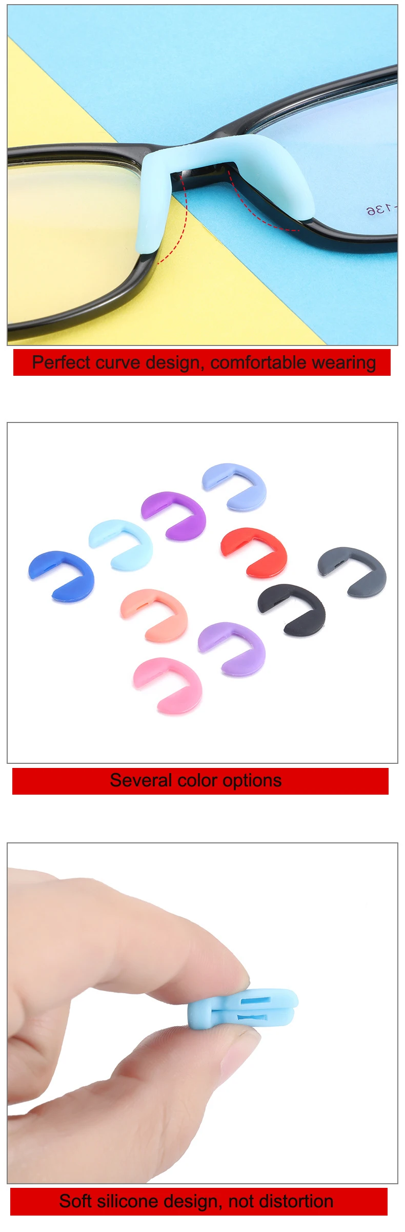 10pcs U Shape Silicone Glasses Eyeglasses Nose Pads Optical Frame Repair Accessory Part Insert Push In Free Shipping CY071
