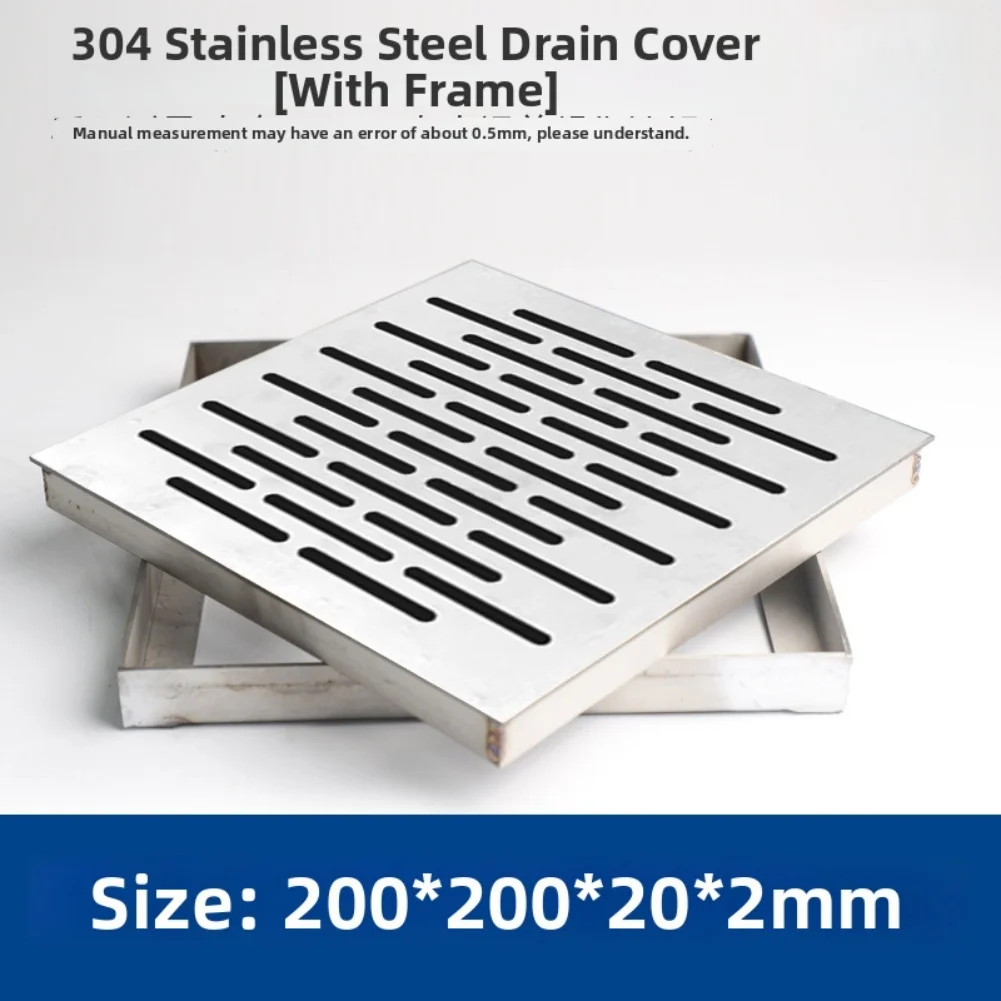 1pc Drain Grate Floor Drain With Frame 304 Stainless Steel Invisible Manhole Cover And Drainage Ditch Cover Plate Outdoor