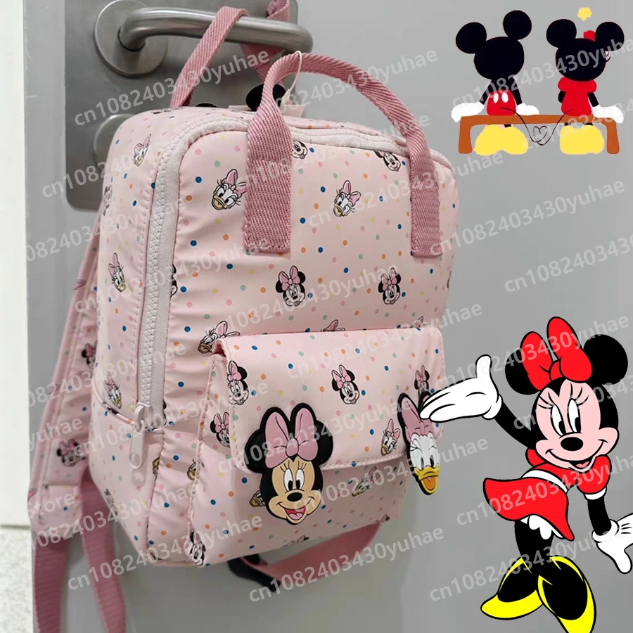 Disney Minnie Mouse 2024 New Cartoon Children's Bag Baby Anime Print Pink Backpack Kindergarten Fashion School Girl Bag Gift