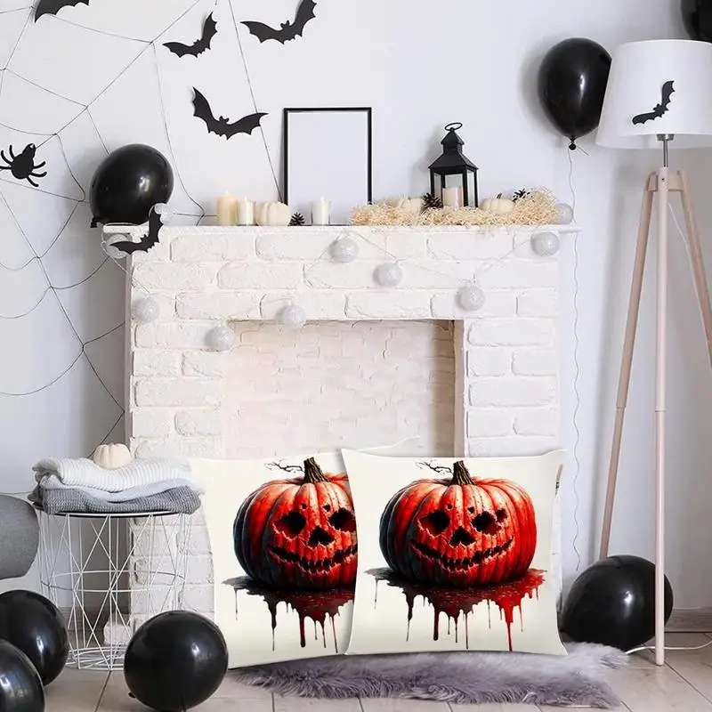 Halloween Pillow Covers Halloween Gothic Horror Cushion Cover 45 X 45 cm Linen Throw Cushion Case Trick Or Treat Home Decoration