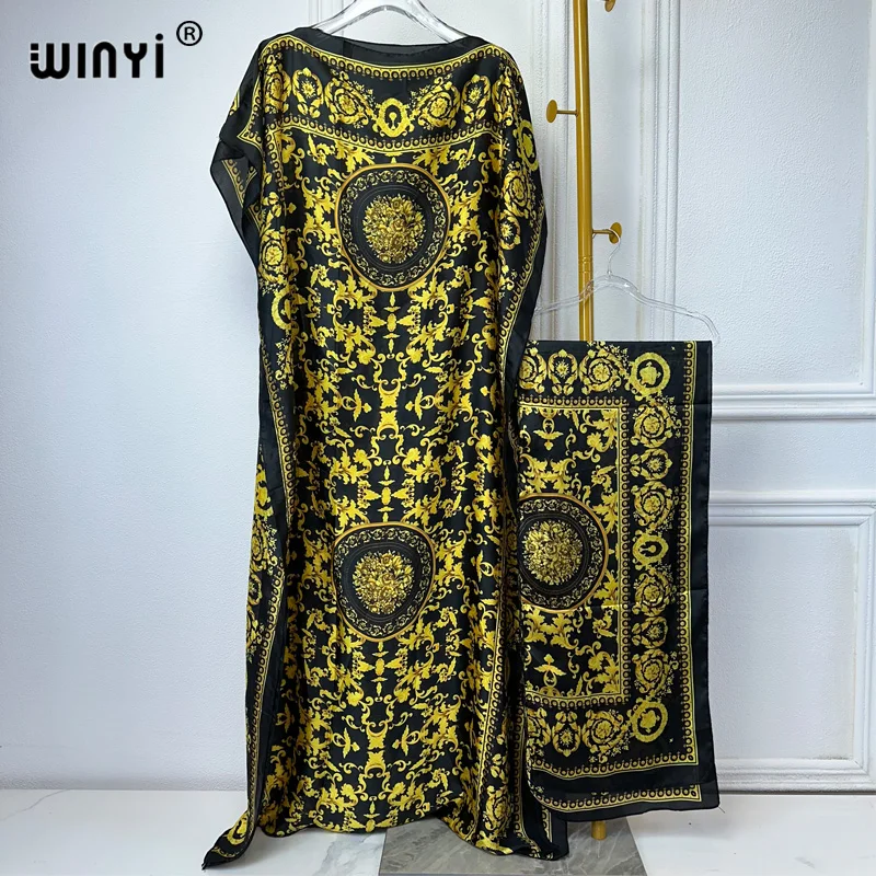 WINYI summer african dresses for woman Dubai Muslim beach cover up kaftan Batwing Sleeve evening dress abaya africa clothing