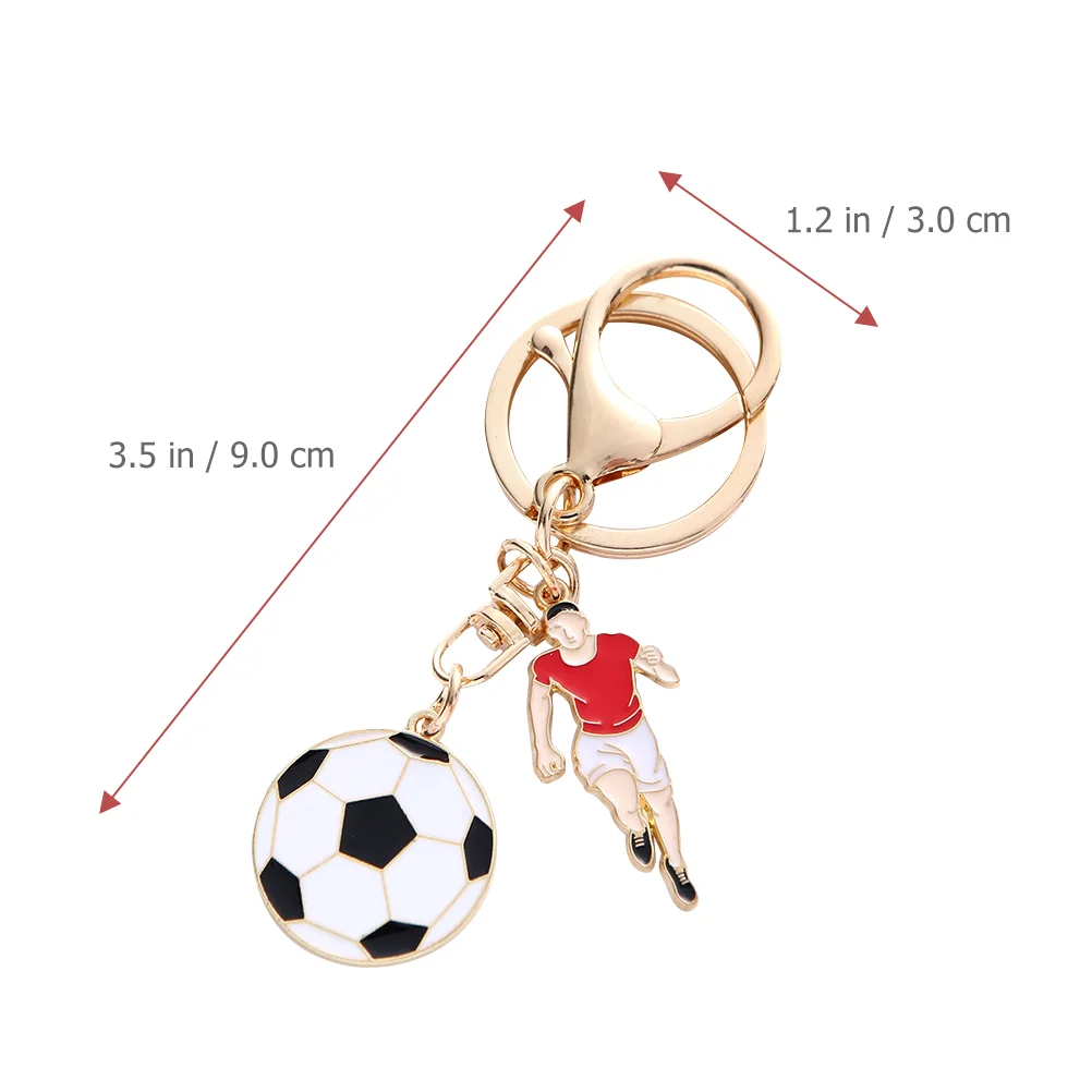 4 Stück Schlüsselanhänger, Fußball-Charm, Schlüsselanhänger, Tasche zum Aufhängen, Dekor, Zinklegierung, Metall, 9 x 3 x 05 cm,