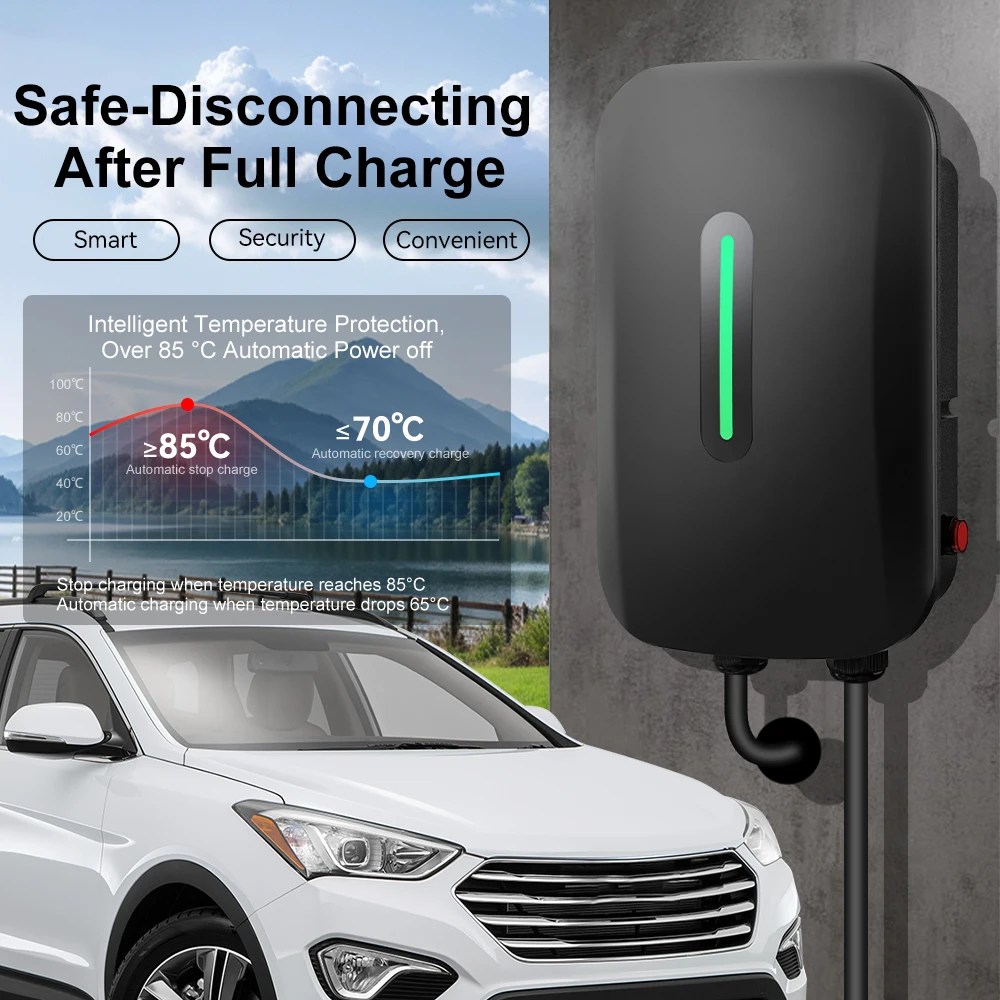 IPENGEN Type2 32A 1 المرحلة محطة شاحن سيارات كهربائية 7KW IEC62196-2 شاحن السيارة الكهربائية EVSE صندوق الحائط شحن سريع التوصيل والتشغيل