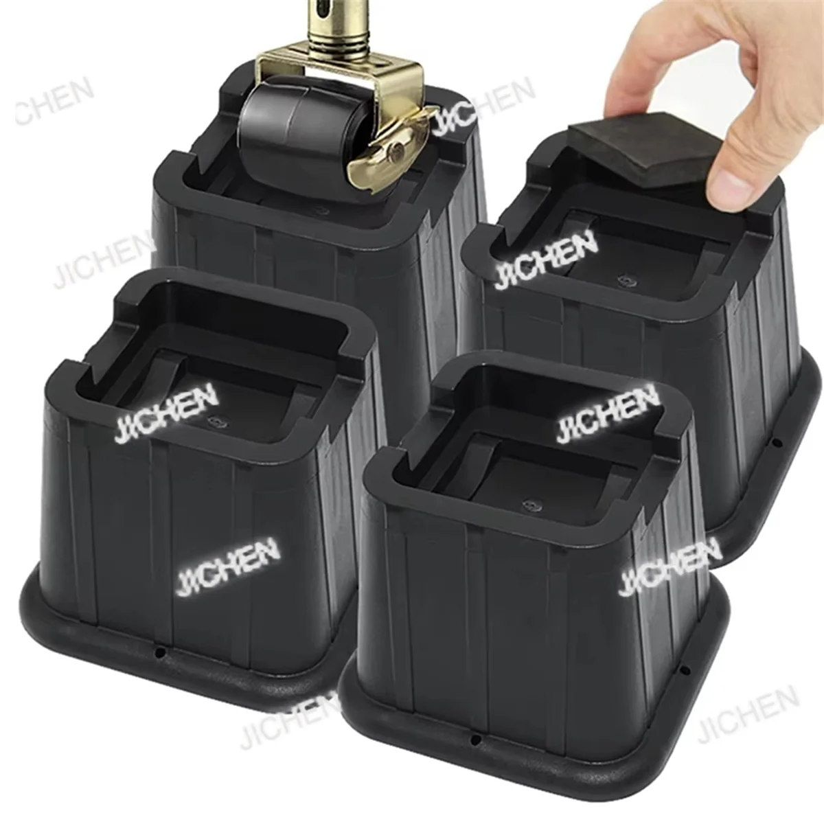 

ZQ Bed Risers Heavy Duty, Adjustable Furniture Risers For Bed, Sofa, Table, Chair, Support Up To 1500 Lbs Set Of 8