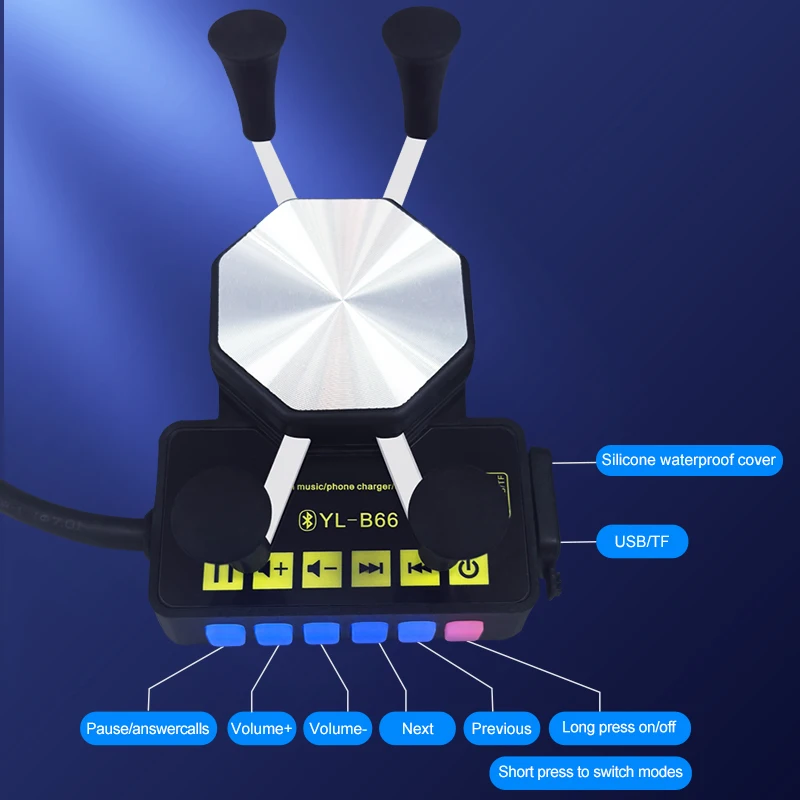 New 12V Motorcycle Colorful Soundphone Holder MP3 Speaker Electric Motorcycle Special Subwoofer