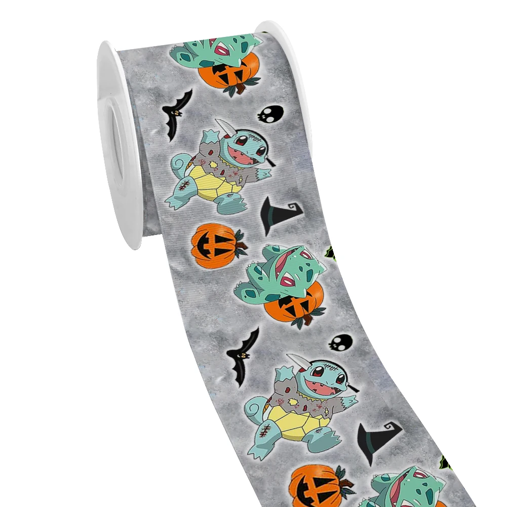 Tema di Halloween Pokemon cartone animato giapponese Pikachu nastro in Grosgrain stampato per fiocchi per capelli ragazza fai da te 10 yarde nastro di raso