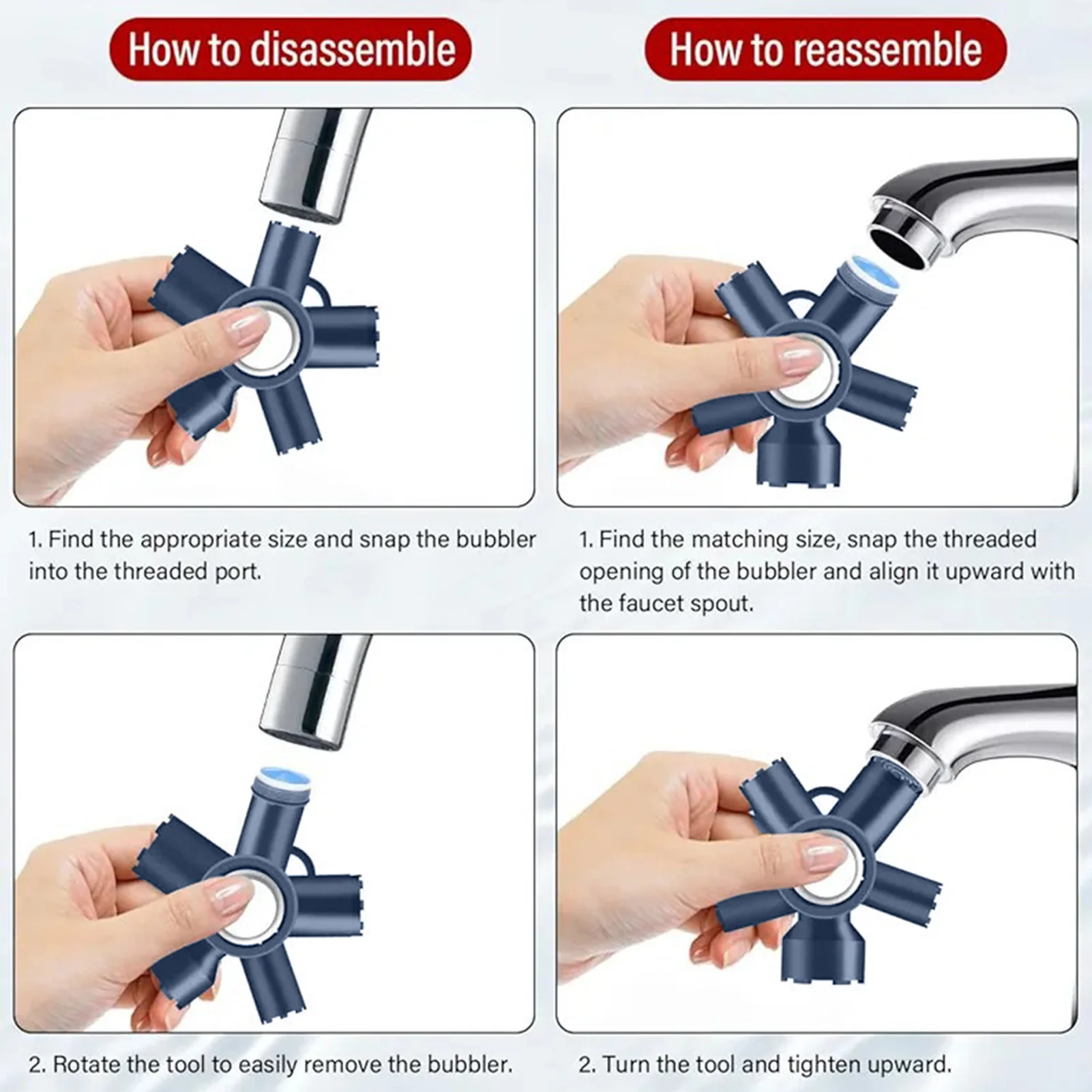 Heavy-Duty Faucet Aerator Removal Tool Universal Wrench for Kitchen Bathroom Sink Maintenance ABS Plumbing Repair Kit