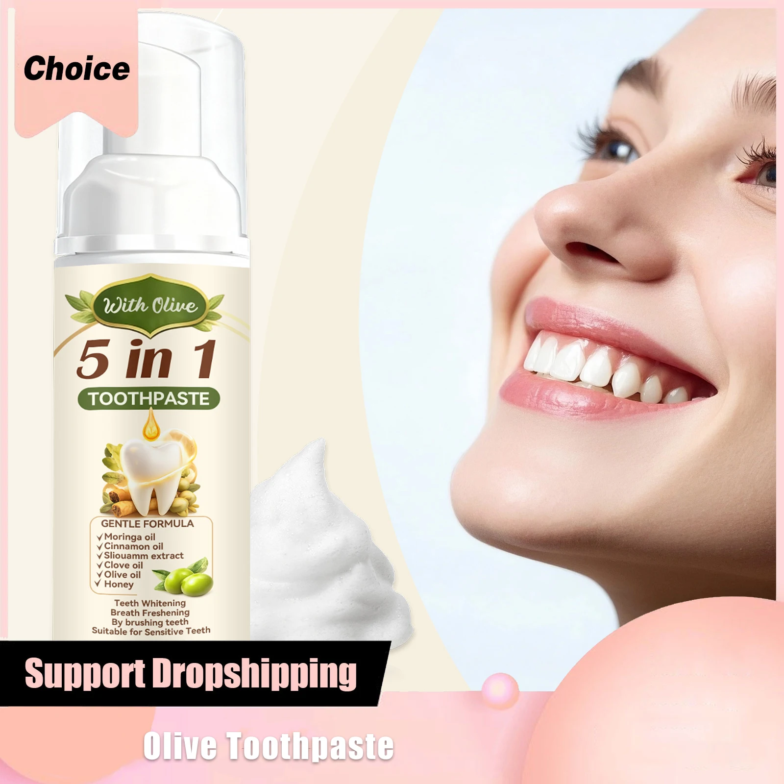 

5 in 1 Olive Toothpaste Menthol Lasting Fresh Breath Whitening Tooth Hydroxyapatite Gentle Effective Formul Whiten Toothpastes