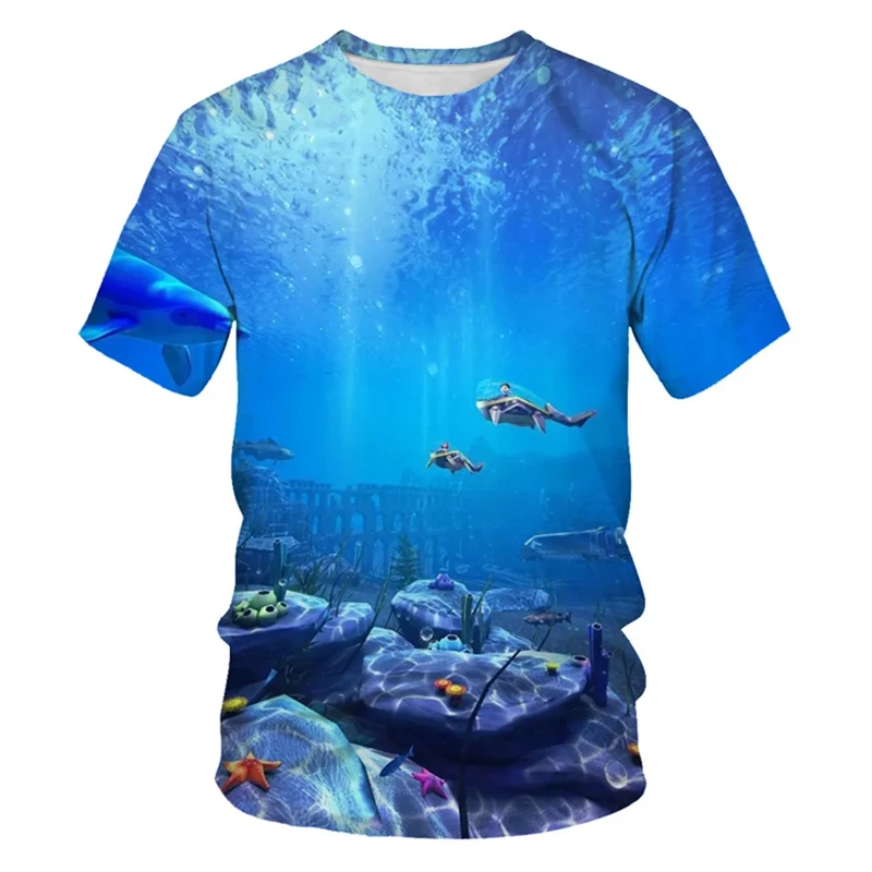 

Summer Funny Scuba Diving 3D Print Men's T-shirt Casual Sportwear Quick Drying Male Tops Crew Neck Short-sleeved T Shirts Tees