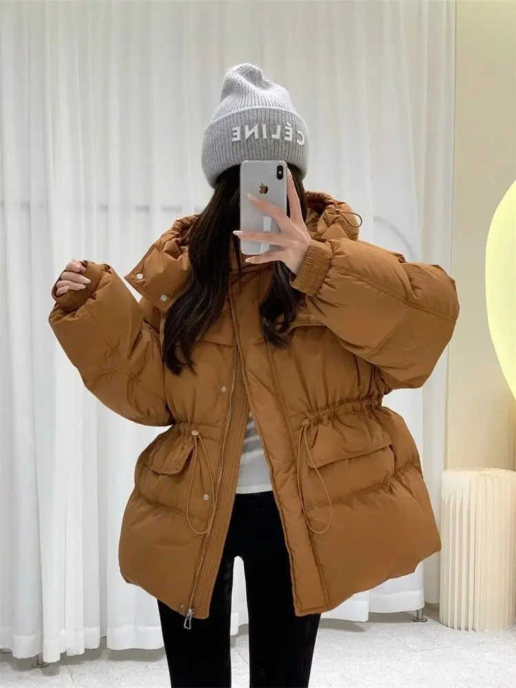 Herbst und Winter neue Damen-Daunenjacke, winddichte Kapuze, Pendler-Freizeitjacke