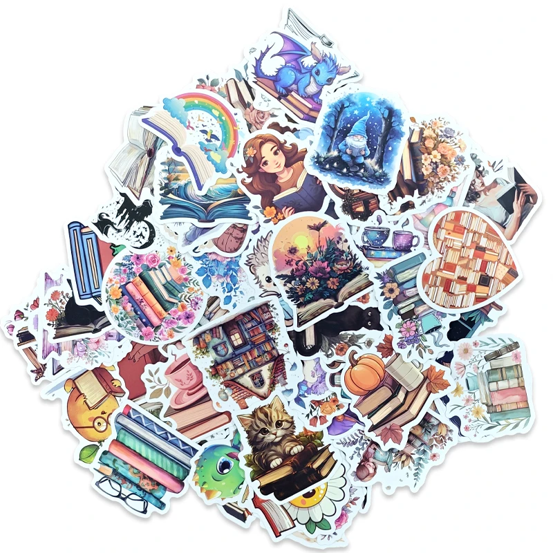 100PCS Reading Book Stickers Aesthetics DIY Suitcase Guitar Vintage Craft Supplies Graffiti Waterproof Stickers Kids Toys Gifts