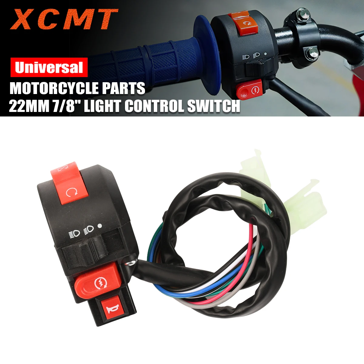 

Universal ATV Handlebar Switch 22mm 7/8" For 50cc 70cc 90cc 110cc 150cc 250cc 10-Wire Kill Light Start Switch