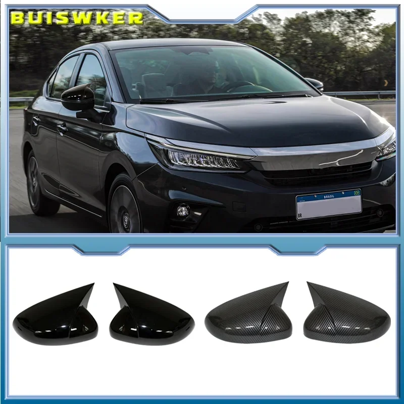 

For Honda CITY 2020-2023 Car Rearview mirror cover trim ABS Chrome black carbon fibre Side Mirror Covers Decoration Accessories