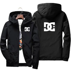 Jaqueta com capuz estampada DC masculina, moletom casual com zíper, blusão, sportswear, casaco masculino, tamanho grande, marca de moda