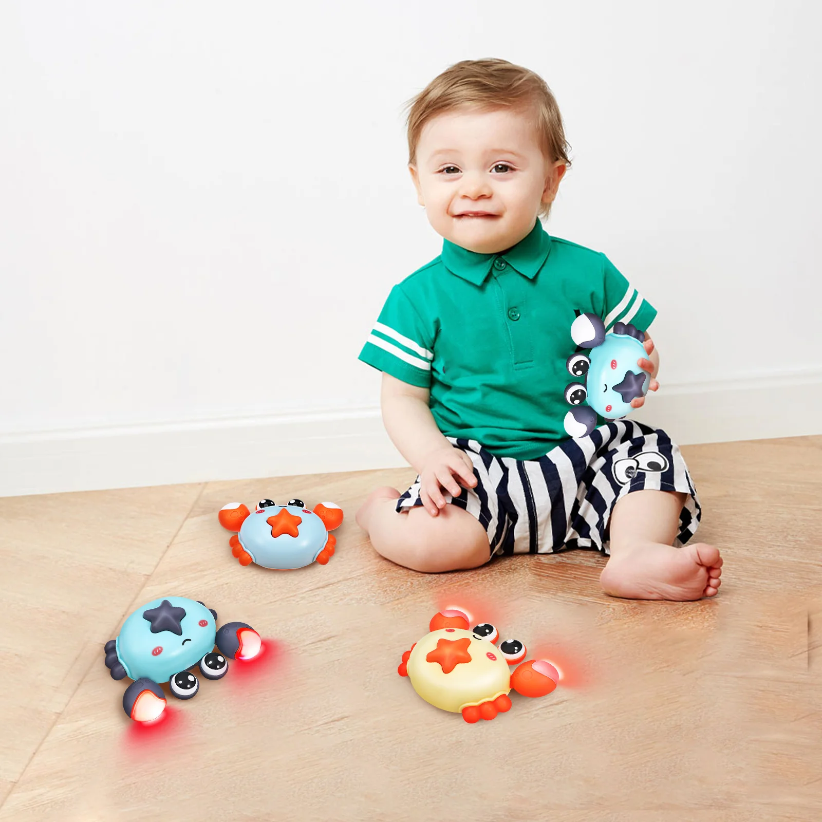 4 Uds. Coches para tirar hacia atrás para niños, cangrejo interactivo para gatear, unidad de inercia para bebé, juego de empuje, premio de actividad educativa