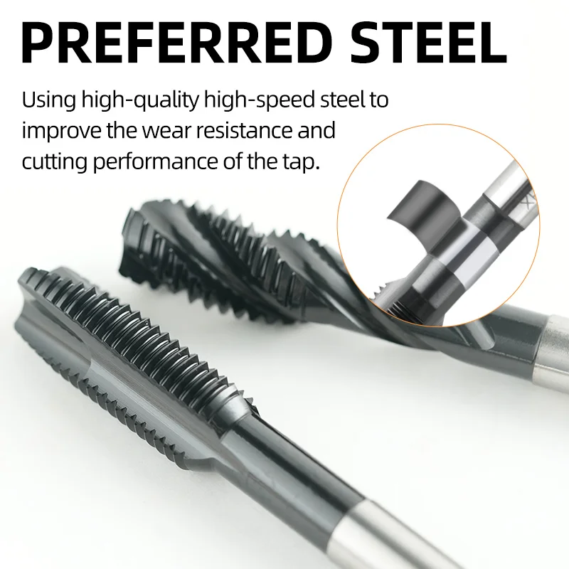 Nano-Coated Machine TapsHigh-Speed Steel With Cobalt HSS-E Apex Straight Flute Taps Spiral Tools M3-M24 Steels Aluminium
