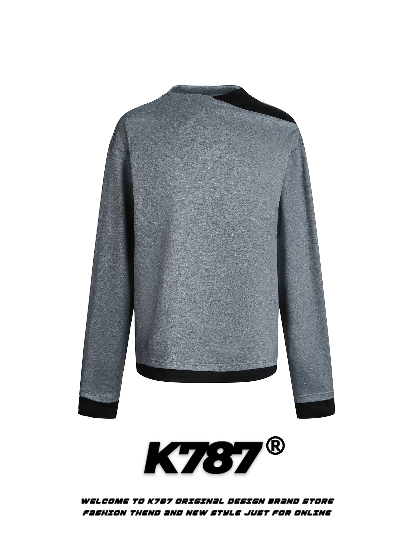 

Женская футболка K787 в американском ретро-стиле с длинным рукавом, свободного кроя, повседневная, простая, универсальная, имитация двухслойности, верхняя одежда