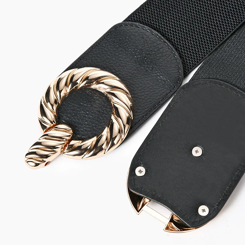 

Round Metal Circle Belt Female PU Leather Waist Belts For Women Jeans Pants Black White Wholesale