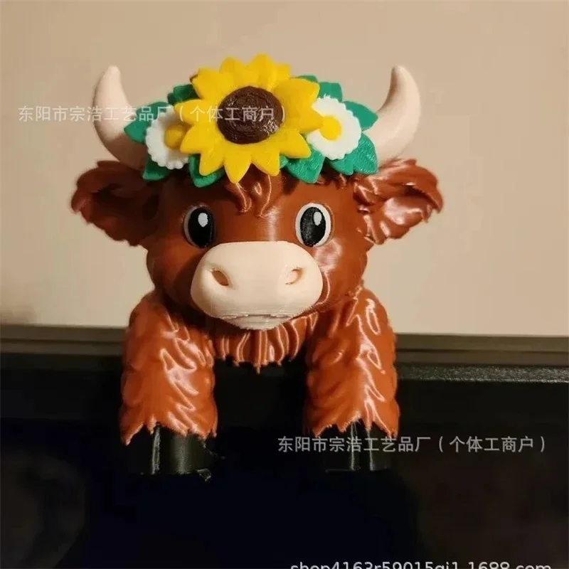 Highland Cow Monitor Buddy Desk Decor Plush Cozy Computer Ornament For Women Office Workspace Christmas Gift Cute Accessory