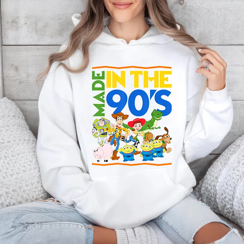 Disney Toy Story 90s Printed Women's Hoodie Casual Sports Sweater Loose Top Personalized Women's Clothing