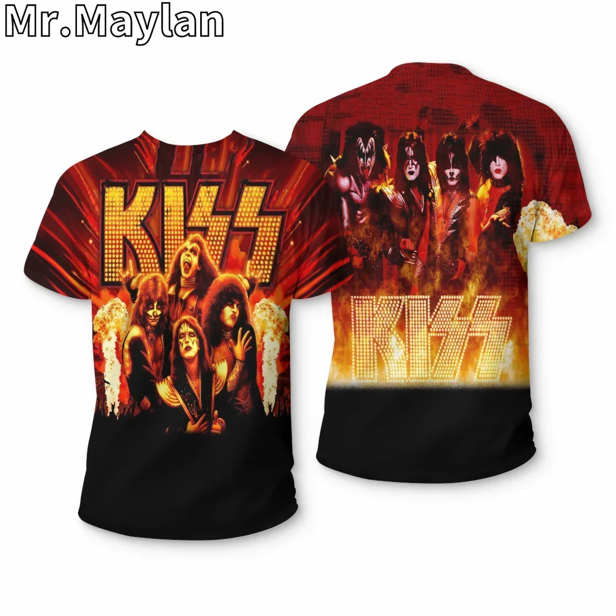 روك قبلة الفرقة بلا شيرت ثلاثية الأبعاد مطبوعة تي شيرت للرجال/النساء تصميم جديد الشارع الشهير تي شيرت أوم المتضخم تي شيرت بلايز A55 #1