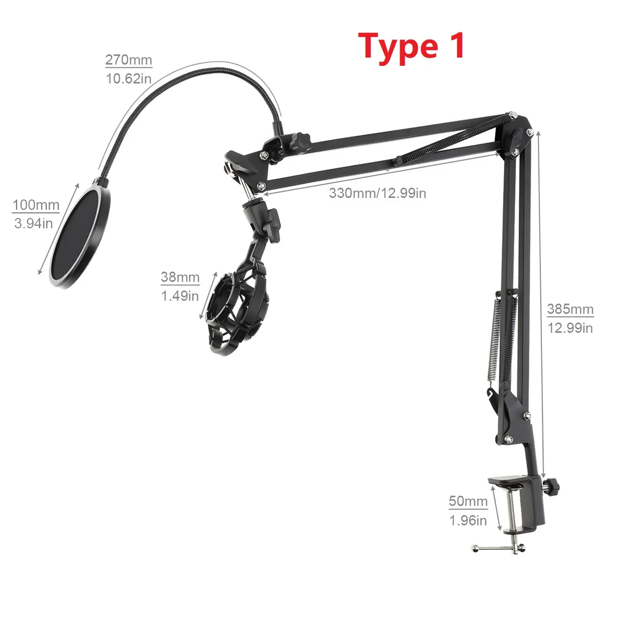 Multifunction Shockproof Microphone Holder Bracket with Double Layer Microphone Pop Filter and Table Clip for Live Broadcast