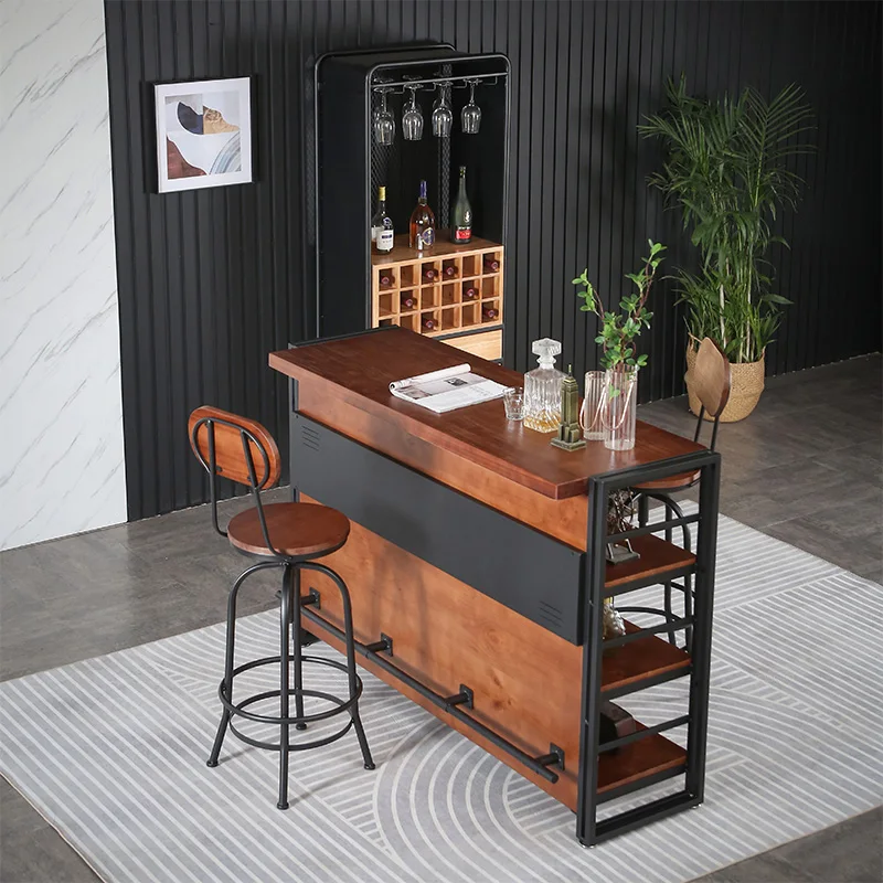 

American industrial style solid wood bar table, commercial partition, retro bar table, coffee milk tea shop, high table bar