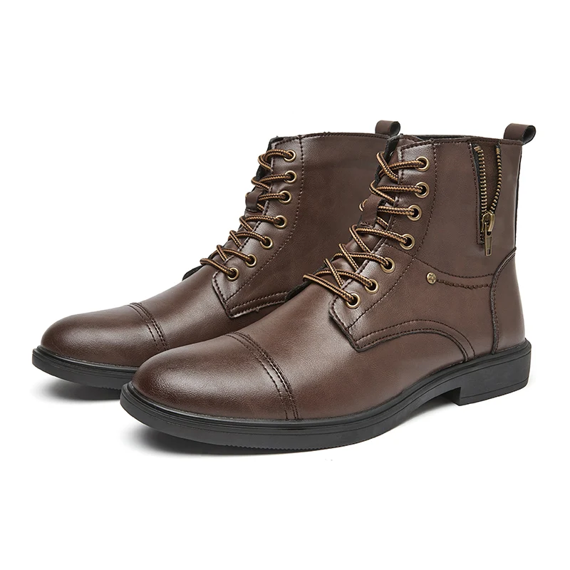 

COZOK Men Trend 47 Boots Outdoor Fashion Sneakers High Top Motorcycle Punk Shoes Leather Street Style Men's Pointed Ankle Boot