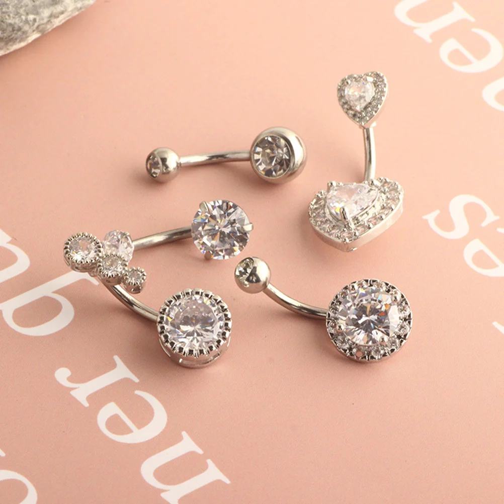 

1 set 1 Set Rhinestone Belly Rings Navel Jewelry For Women Polished Skin-Friendly Durable Fashionable Smooth Comfortable