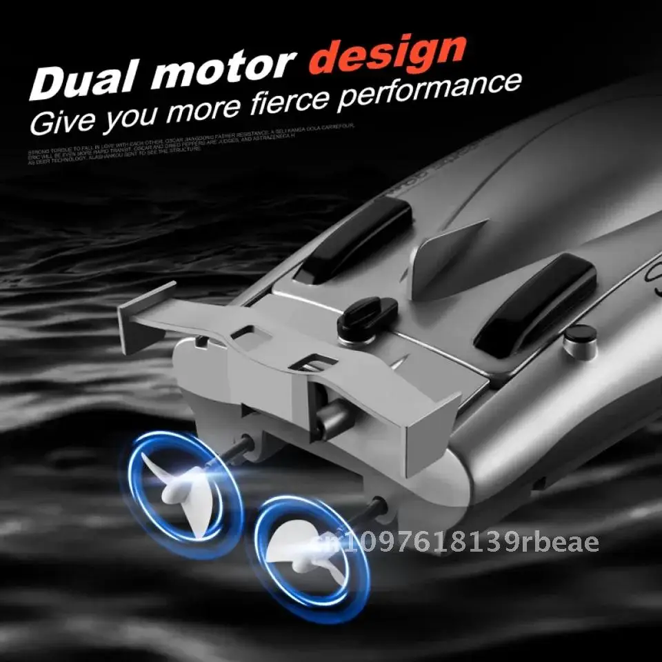 Barca radio RC 2.4G 30 km/h Barca da corsa Motoscafo ad alta velocità Batteria da 20 minuti 2 canali Doppio motore Impermeabile Barca telecomandata Toy Boy