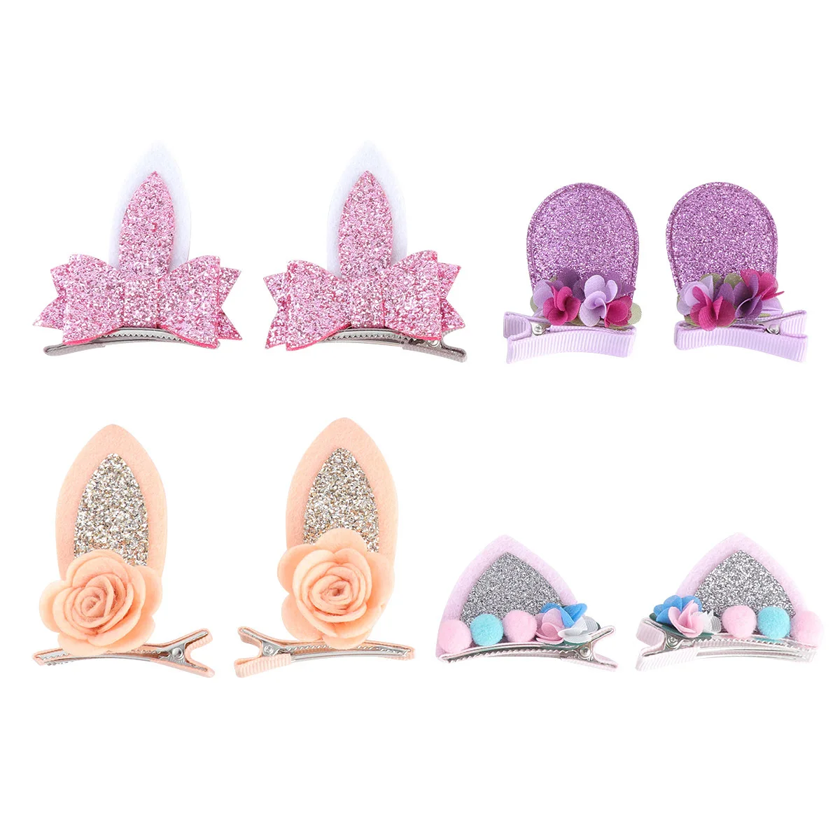 

Rabbit Ear Hair Clips Colorful Glitter Headdress For Sequin Barrettes Bobby Pin Holiday Party Wedding Festival