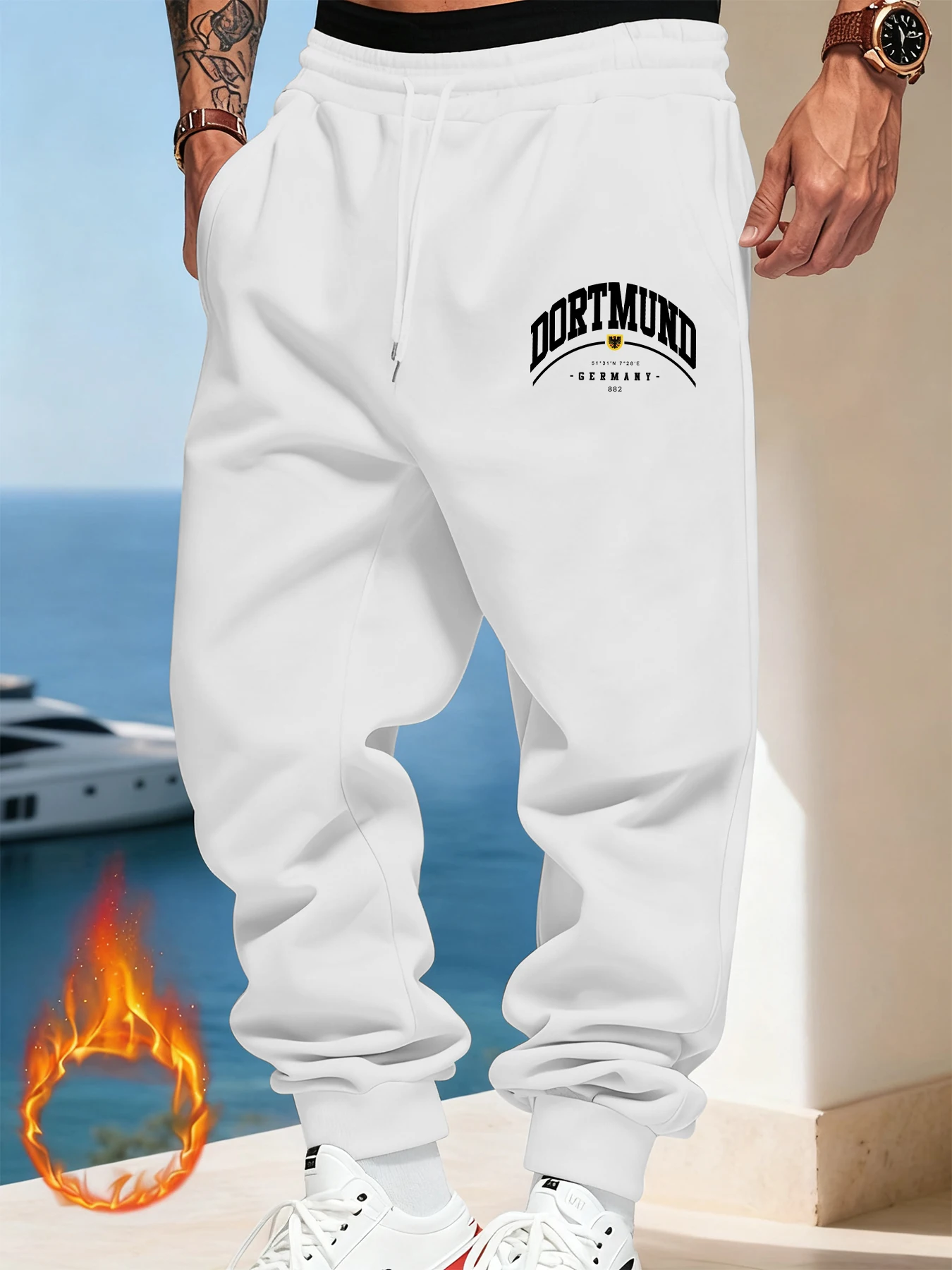 Dortmund Germany Letter Prints Mens Sweatpant Casual Multicolor Pants Fashion Fleece Pant Trendy Jogging All-Match Britches