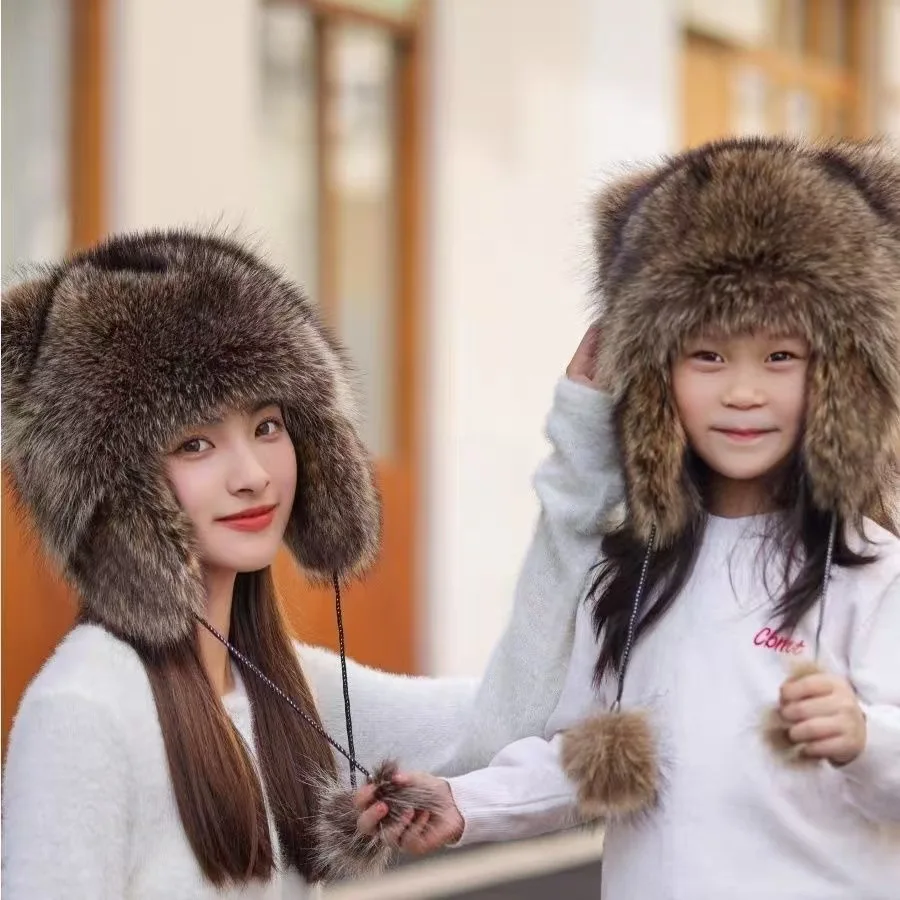 

Little raccoon hats, adult children's cold-proof imitation raccoon hats, cute fur hats