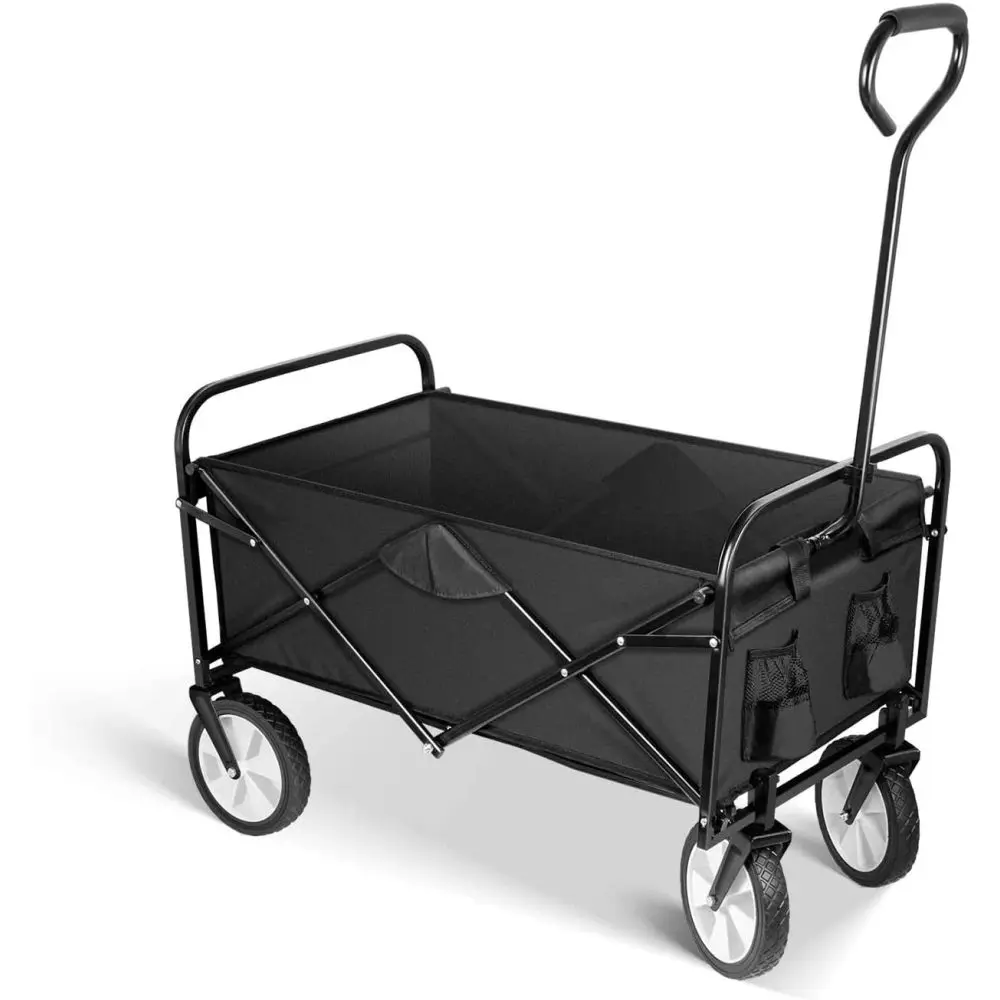 Heavy Duty Folding Portable Hand Cart with Removable Canopy Wheels Adjustable Handles Double Fabric for Shopping Picnic Camping