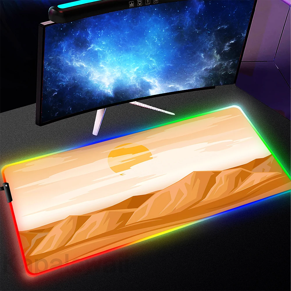 Game Mouse Pad Art Cloud RGB Large XXL Mouse Mat Gaming Mousepad Luminous Table Pads LED Backlit Deskmat Big Keyboard Mats