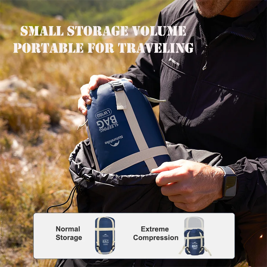 Naturehike Sleeping Bag LW180 Ultralight 3 Season Camping Hiking Sleeping Bags Outdoor Portable Waterproof Cotton Sleeping Bag