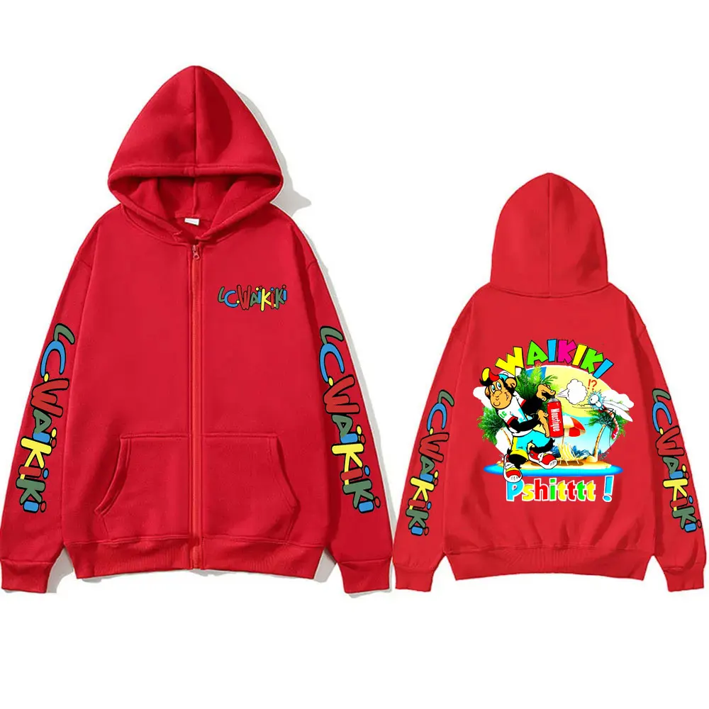 Lc Waikiki Monkey Print Zipper Hoodie Funny Cartoon Monkeys Graphic Zip Up Jacket Men Women Casual Oversized Zippers Sweatshirt