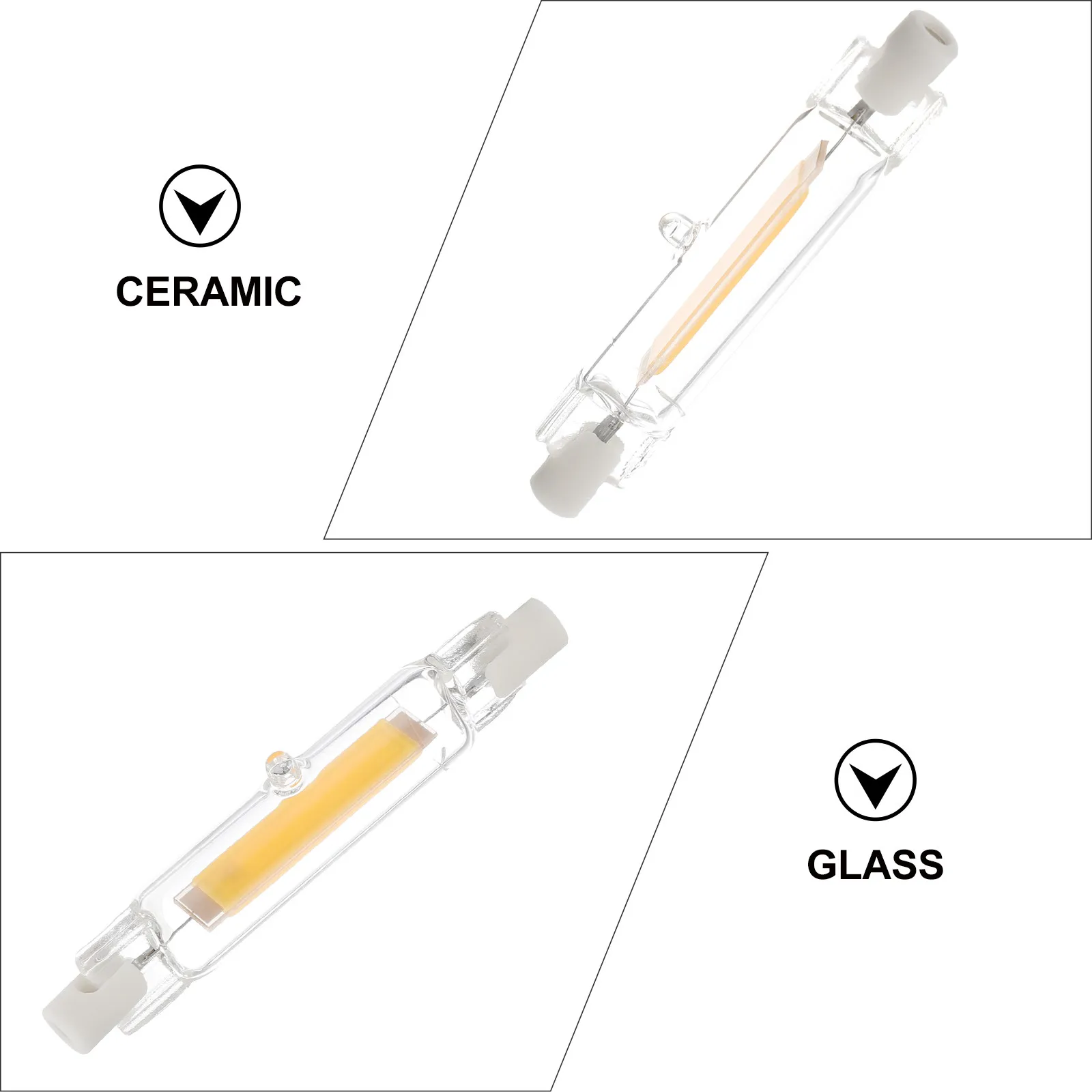 R7s LED Double Ended Bulb 110V 78mm 6W Glass Tube Floodlight – Halogen Equivalent for Workshop, Garage, Security