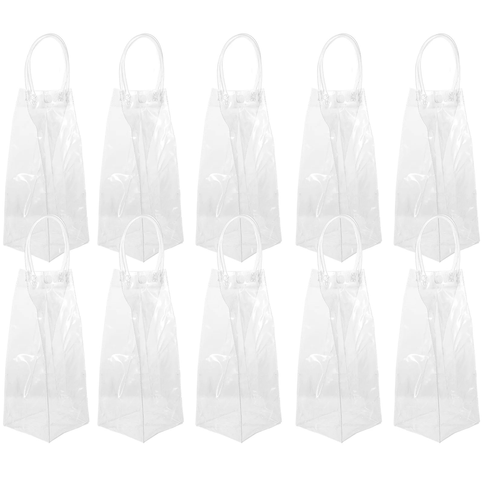 10 PCS PVC Clear Gift Bags Reusable Shopping Tote Elegant Bottle Buckle Multi Function Party Household Packaging Portable