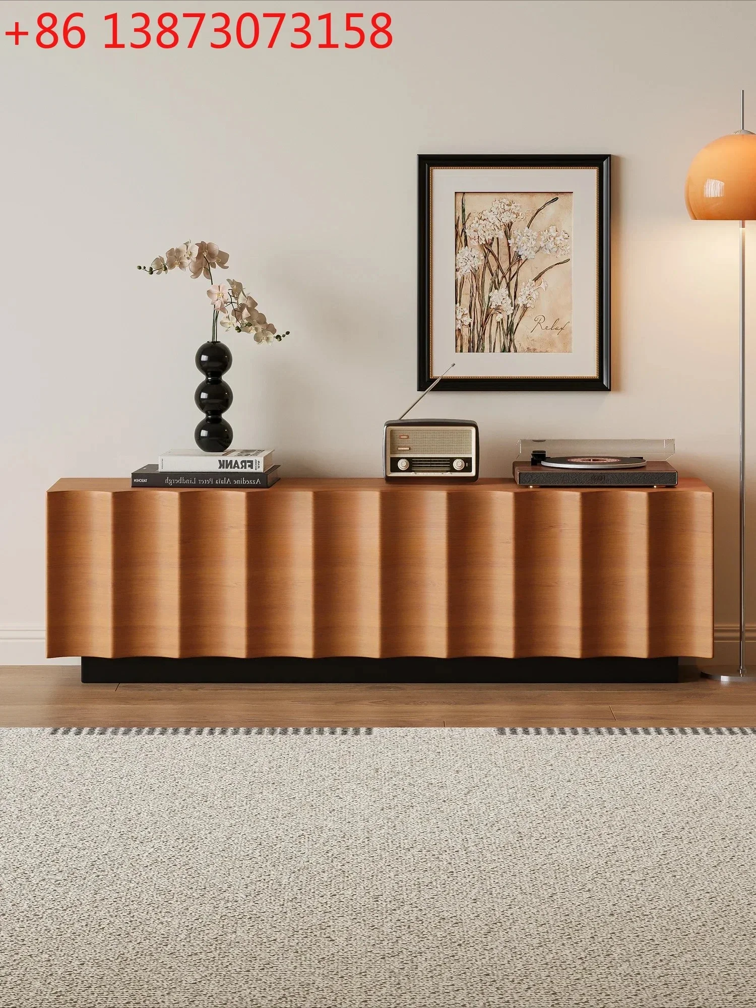 01Simple modern water ripple TV cabinet living room home floor locker