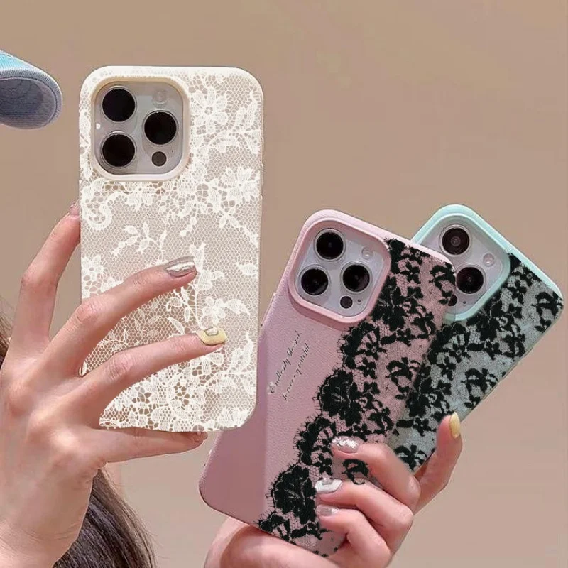 Phone Case For OPPO Reno 15 15F 13F 12F 11F 14 12 10 11 5 6 7 8 Pro 8T 7Z 8Z 60 Reno13 F Silicone PU Leather White Lace Cover