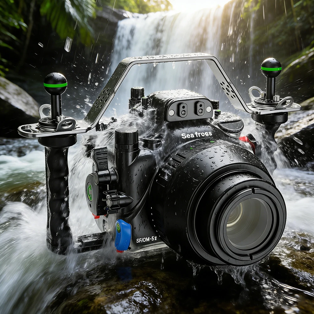 Seafrogs 100 meter aluminum alloy waterproof shell suitable for Olympus OM-5II Compatible with 4 lenses