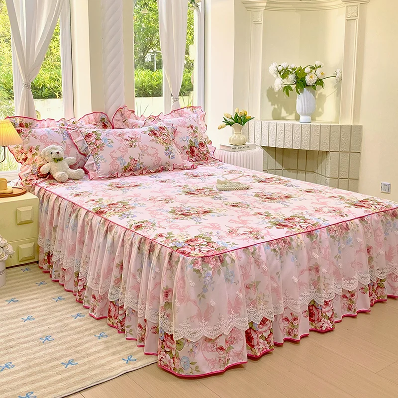 

1 шт., кружевная юбка-кровать с принтом, покрывало для кровати для взрослых и детей, покрывало в стиле юбки, простыня falda de cama (без наволочки)