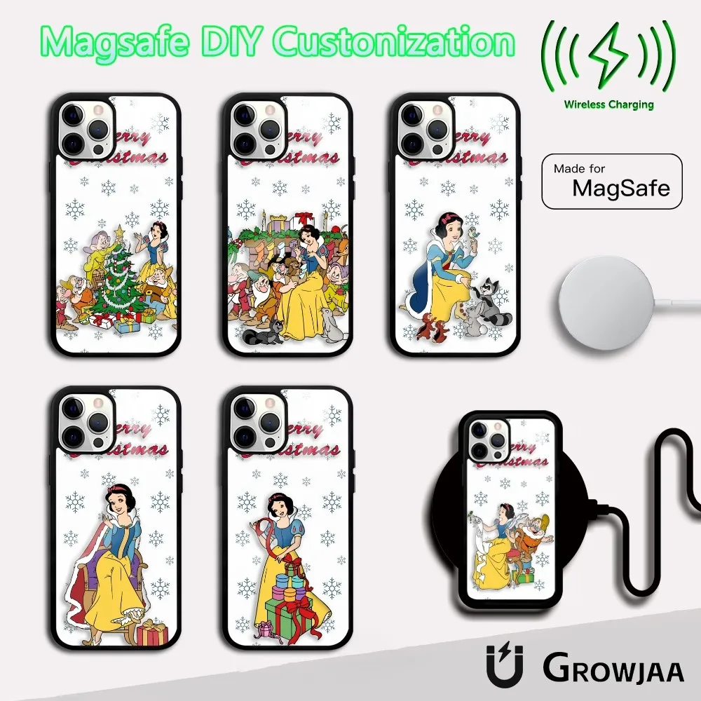 Casing ponsel Natal putih salju untuk IPhone 16 "15 14 13 12 11 Pro Max Plus Mini Magsafe cermin penutup magnetik nirkabel