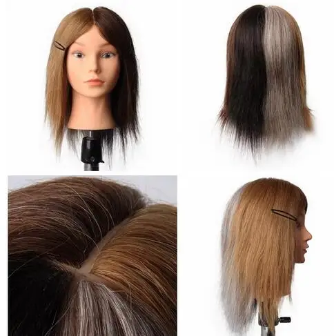 10“inch 100% Real Human Hair Makeup Hairdressing Training Mannequin Head Salon Hairstyles Head Model Dummy Doll Manikin Head