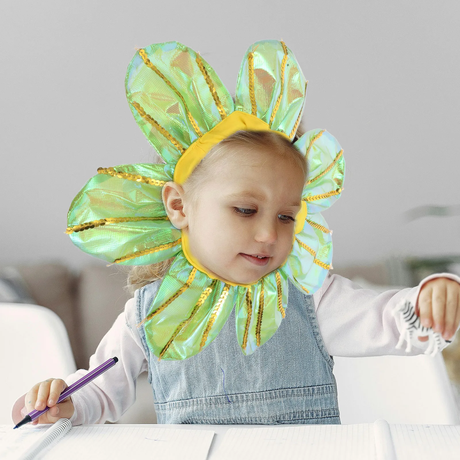 Children's Sunflower Headgear Cute Flower Shape Easy to Wear Fasten Ideal for Performance Party Costume Dance Festival Occasion