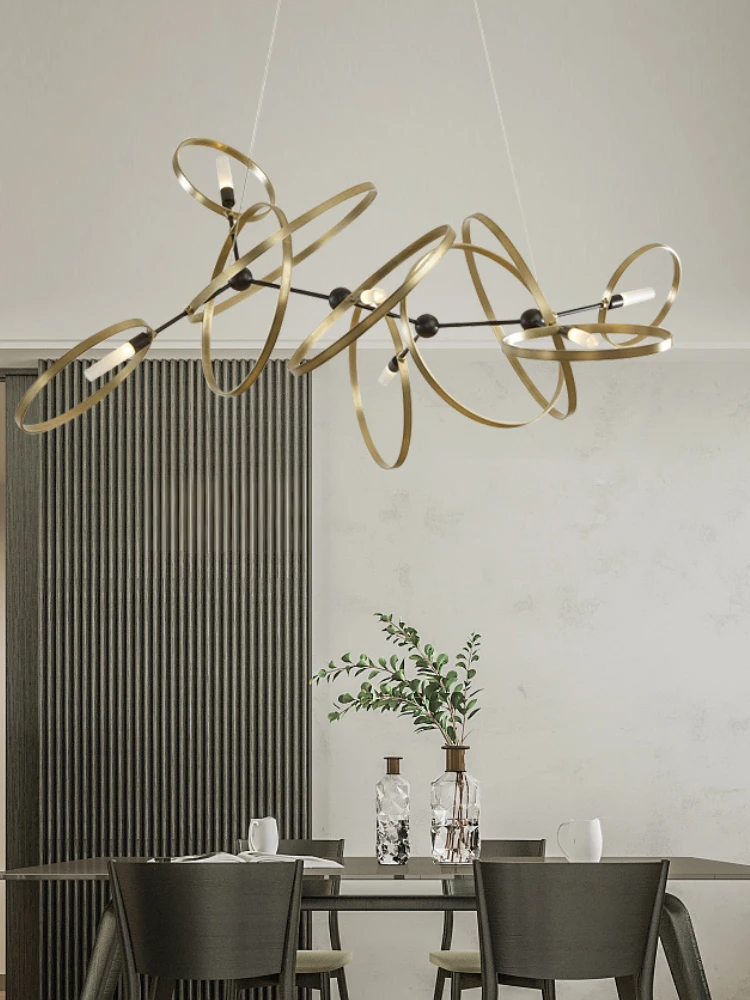 Postmodern Nordic Creative Minimalist Copper Ring Decorative Lamp In The Living Room Designer Sales Department Model Chandelier