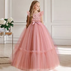 Vestido de madrinha de Natal feminino, Roupa de princesa infantil, Vestidos longos de festa, Comunhão, 13, 14 anos