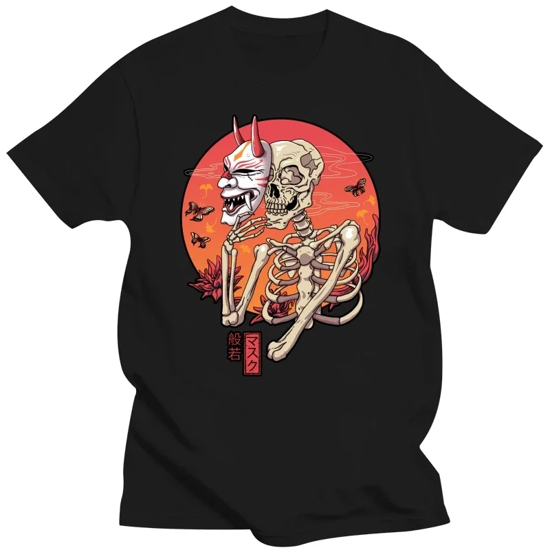 kadın moda tshirt hannya yokai maske gömlek erkek tişörtü Unisex serin beyaz ve siyah shirt 100% pamuk komik erkek streetwear