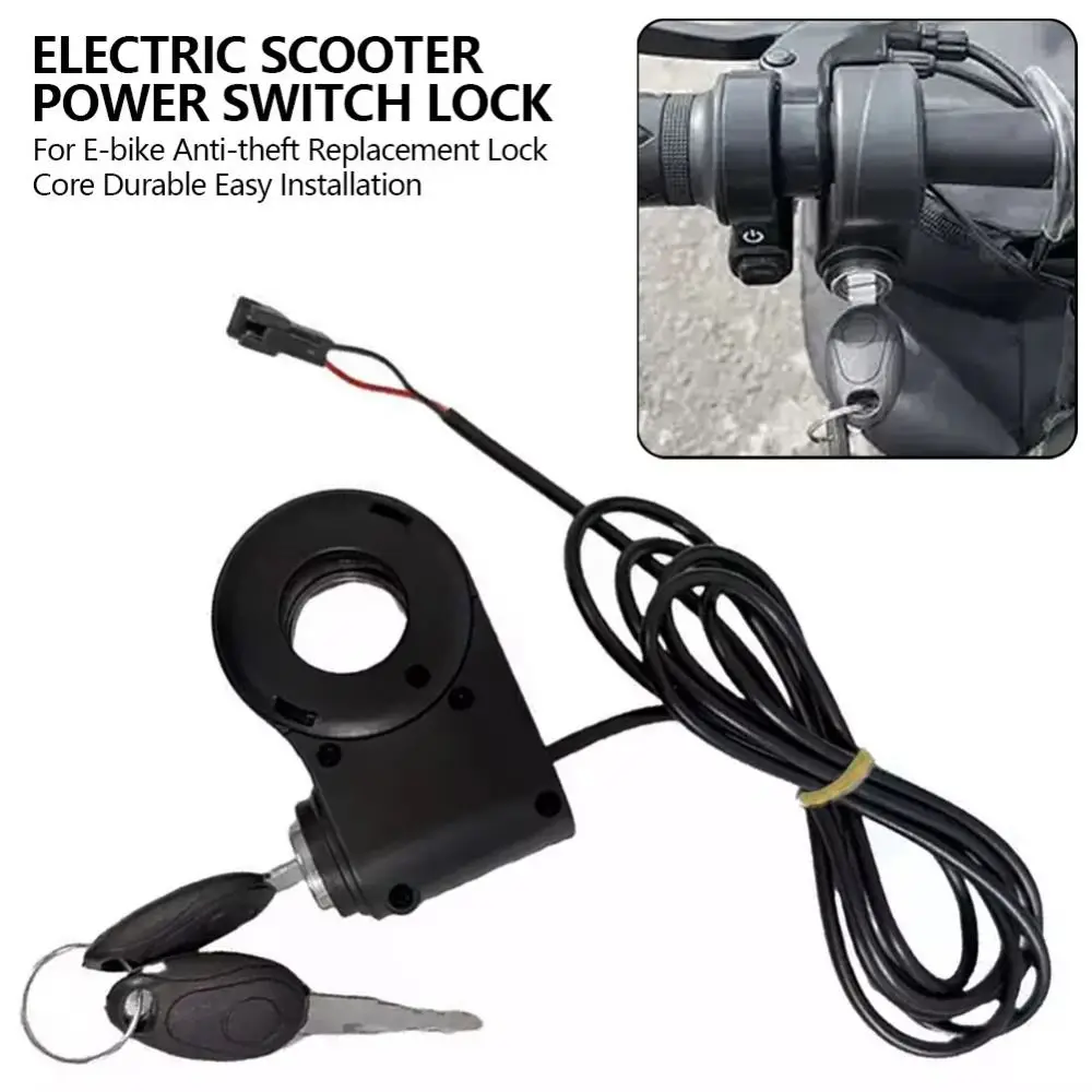 1Pcs 12V-72V Ebike Key Switch Lock 2 Keys 2 Wires Starter Switch Lock Aluminum Alloy Universal Electric Scooter Key Lock